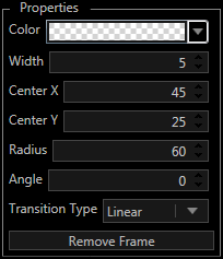 Properties for the first keyframe