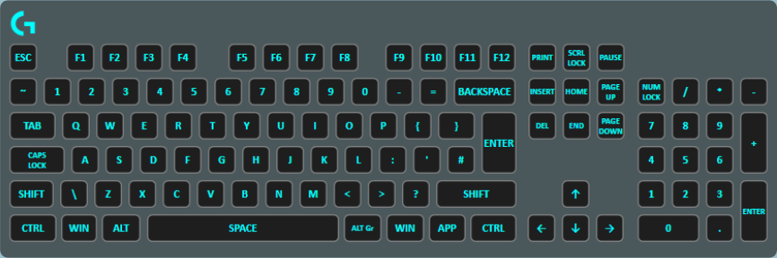 A Solid Fill Layer setting the entire keyboard to cyan