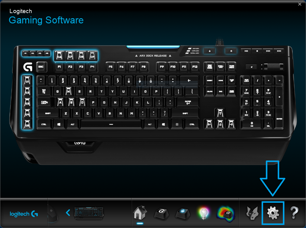 Opening Settings in Logitech Gaming Software