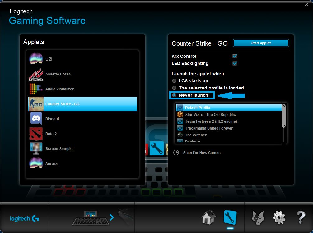 Disabling CS2 in Logitech Gaming Software