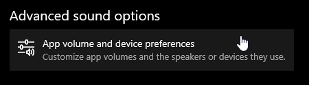 App volume and device preferences